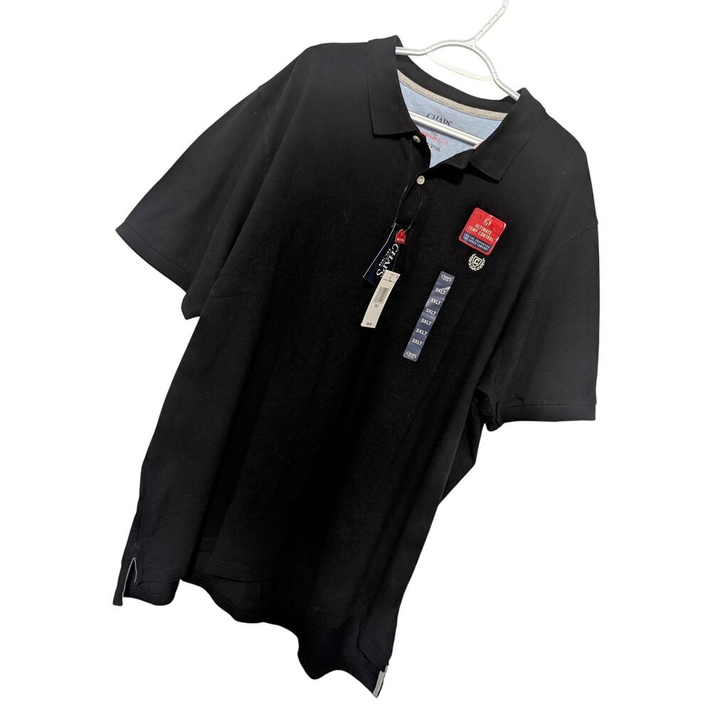 NWT@$48! CHAPS! RICH BLACK CLASSIC POLO, COLLARED SHORT SLEEVE POLO SHIRT! 3XLT